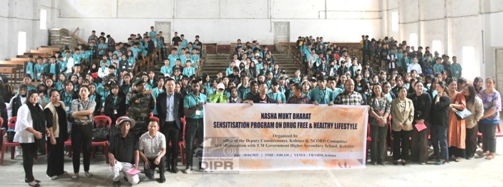 Participants during the sensitisation programme organised under Nasha Mukt Bharat Abhiyan was organised by Kohima District Narcotics Coordination Committee in collaboration with TM Higher Secondary School, Kohima on April 10. (DIPR Photo)